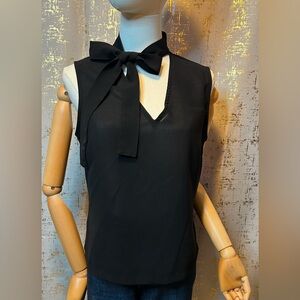 New York & Company Black Bowtie Blouse